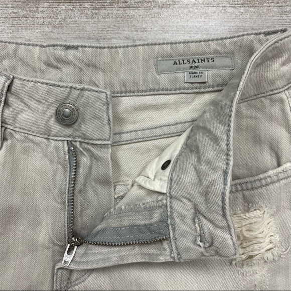 All Saints Pam Distressed Denim Jean Shorts in Light Gray Size 26 - Picture 4 of 7